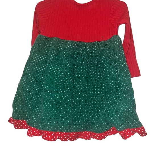 Rare too Red and Green Polka Dot reindeer Christmas Dress 3T corduroy - Picture 2 of 3